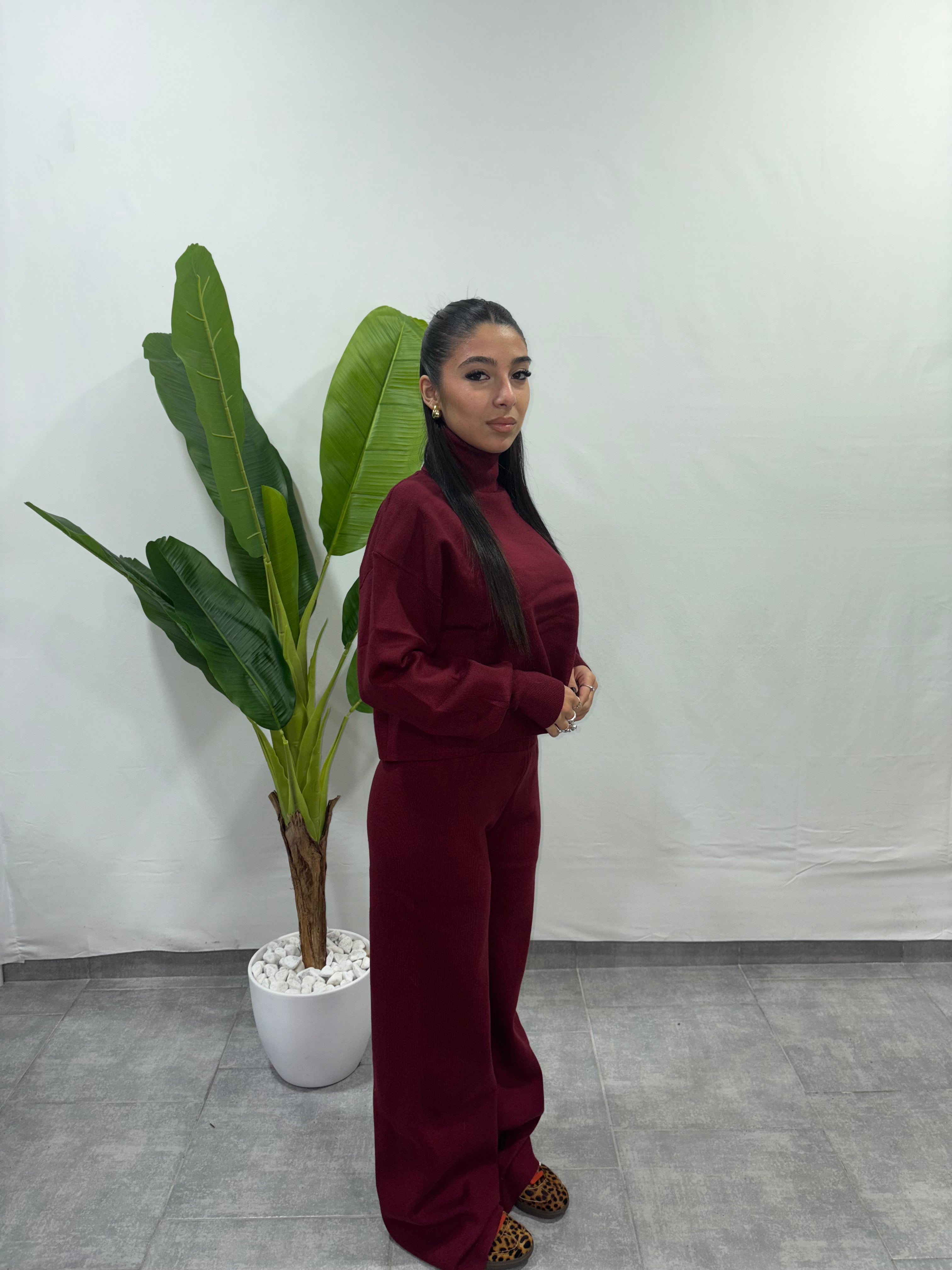 coordinato in lana pettinata