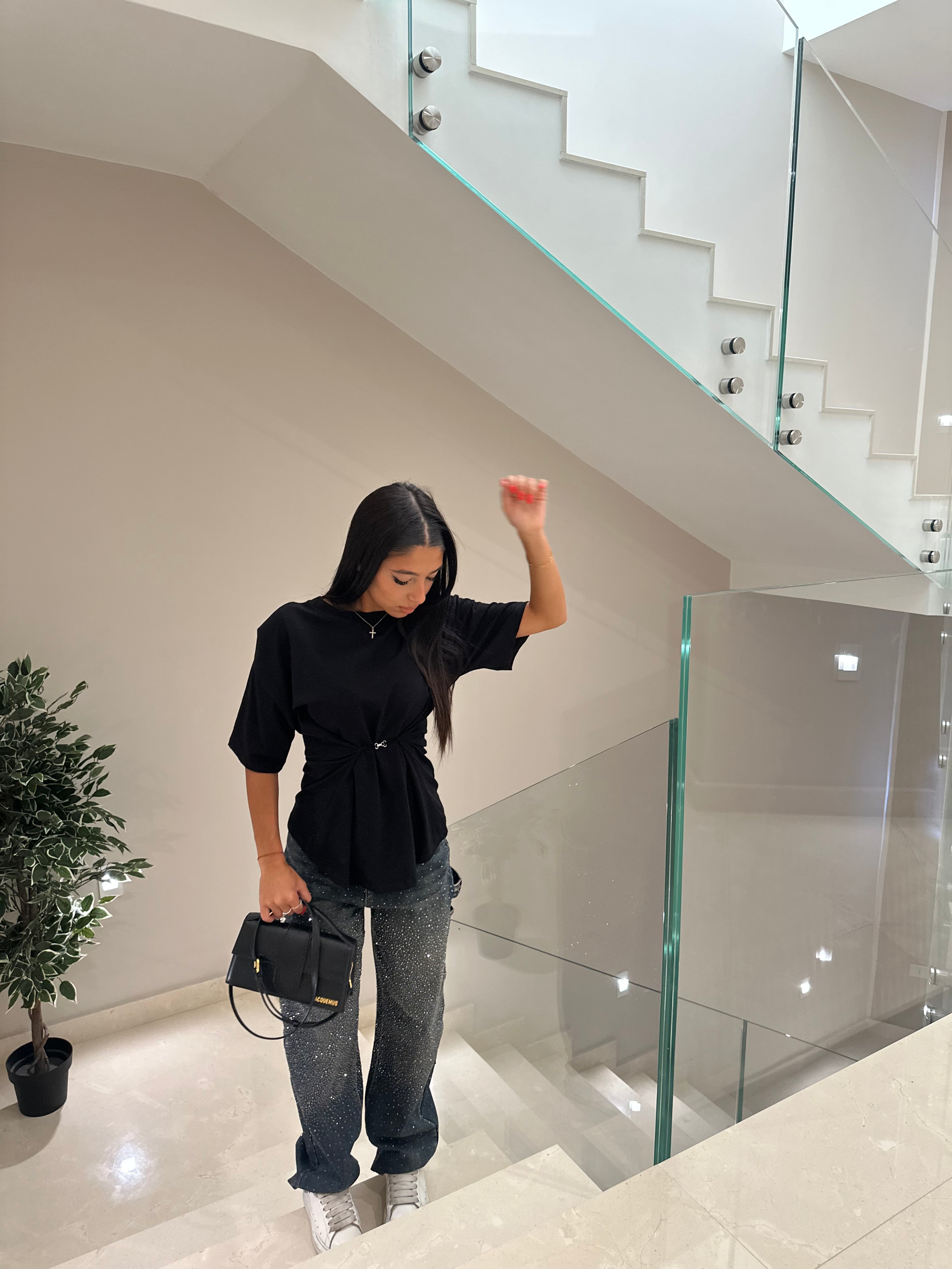 jeans balloon brillantinato sabbiato