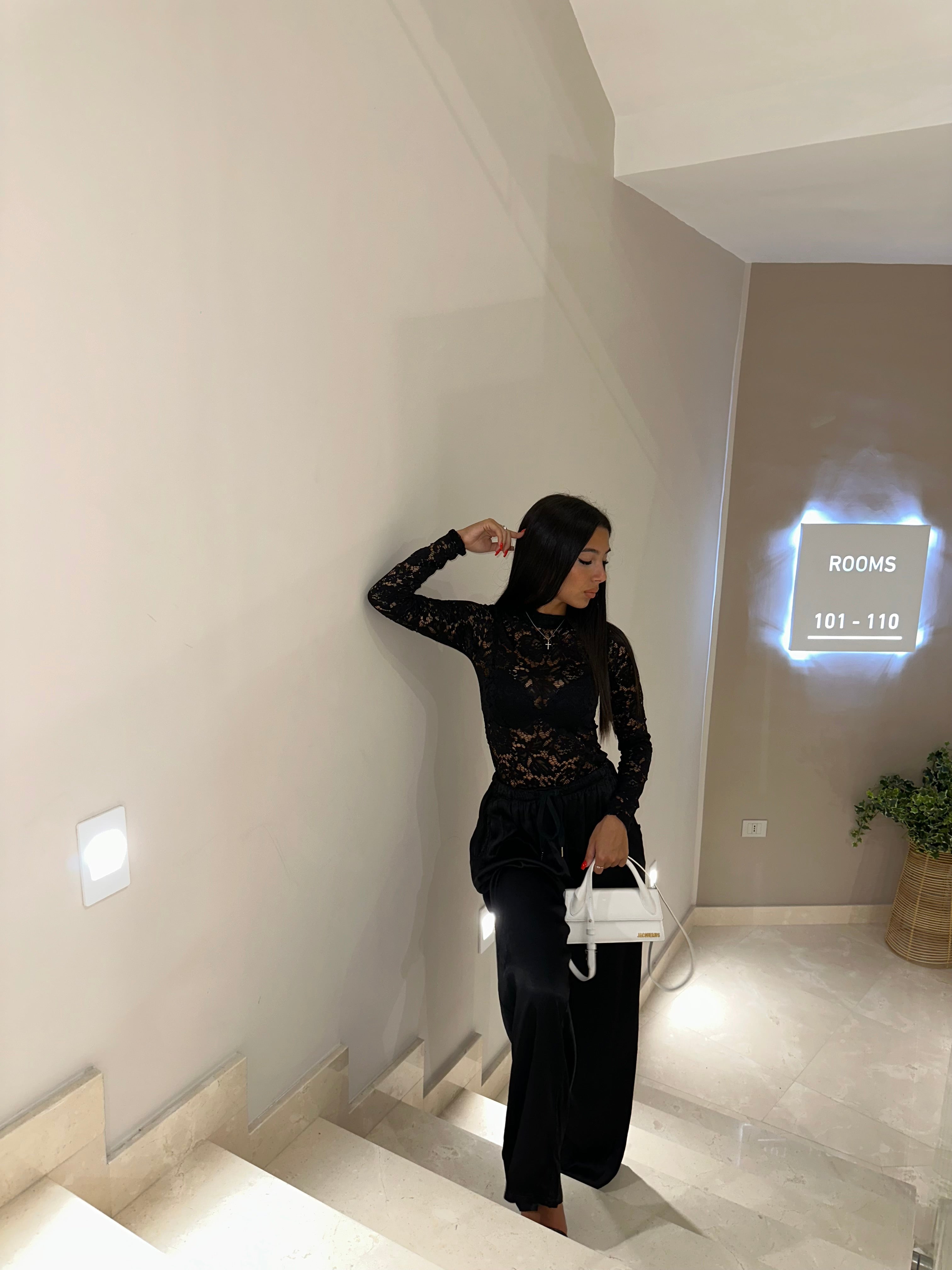 pantalone satin nero