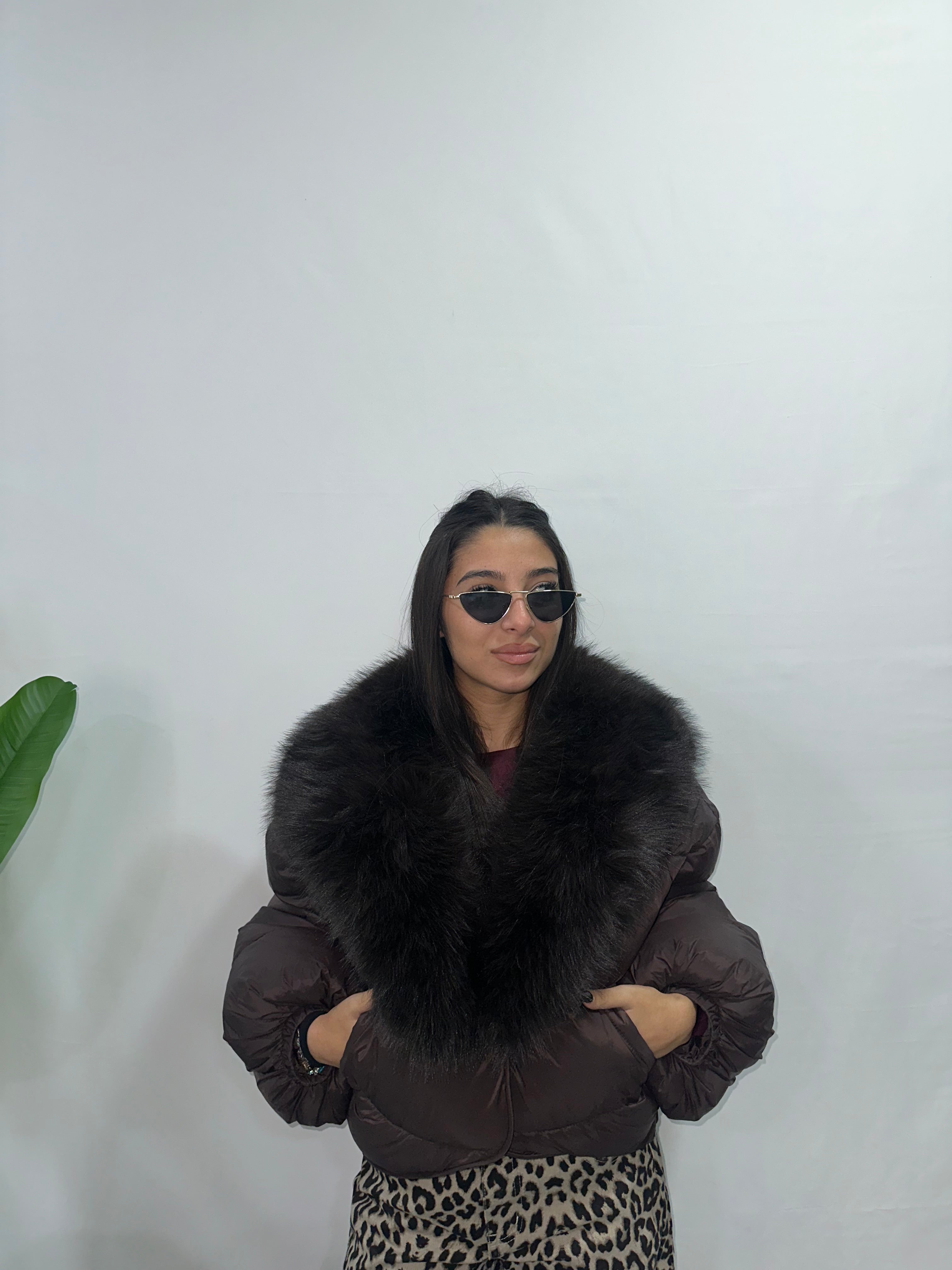 bomber pelliccia marrone