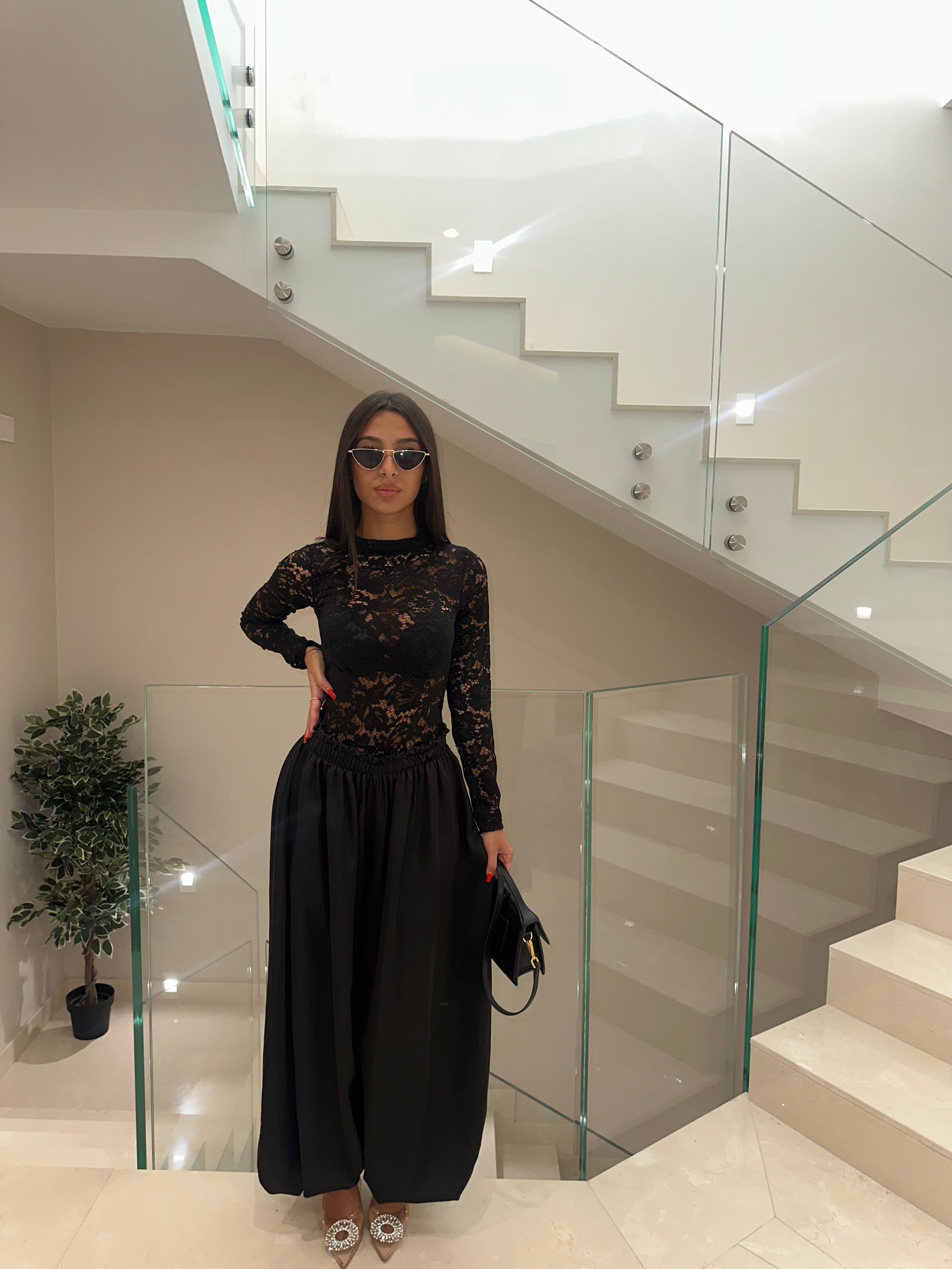 pantalone satin nero