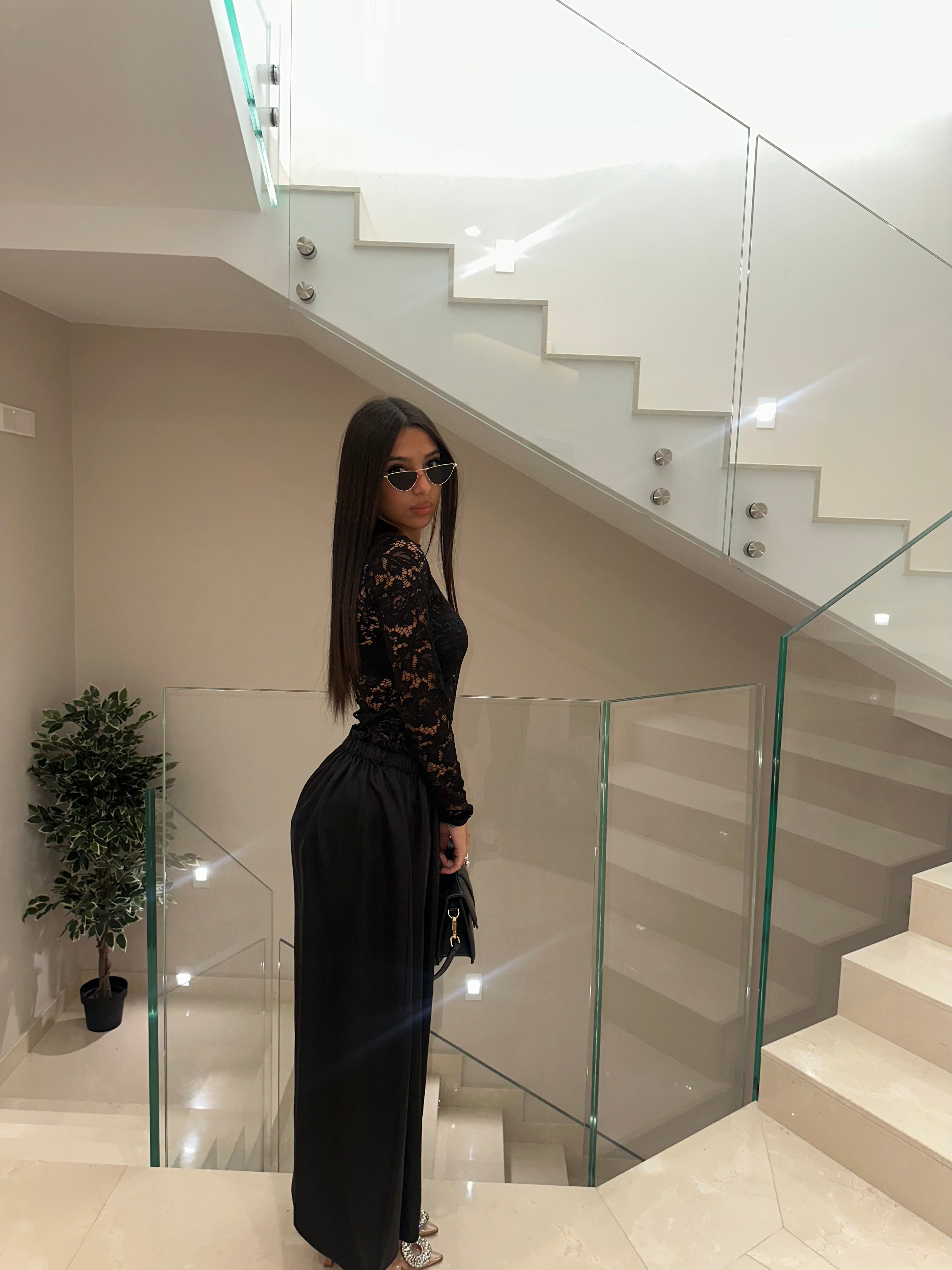 pantalone satin nero