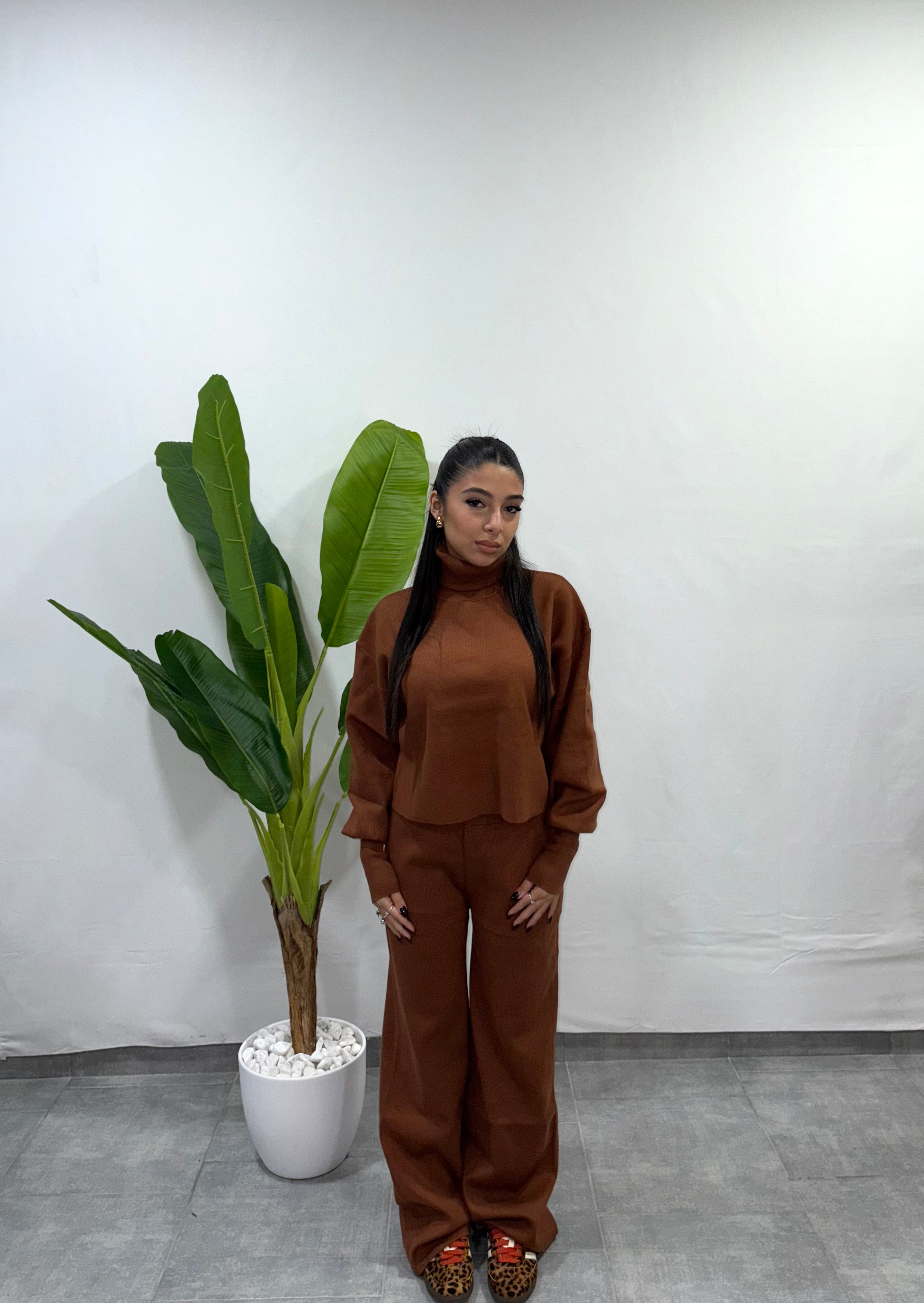 coordinato in lana pettinata