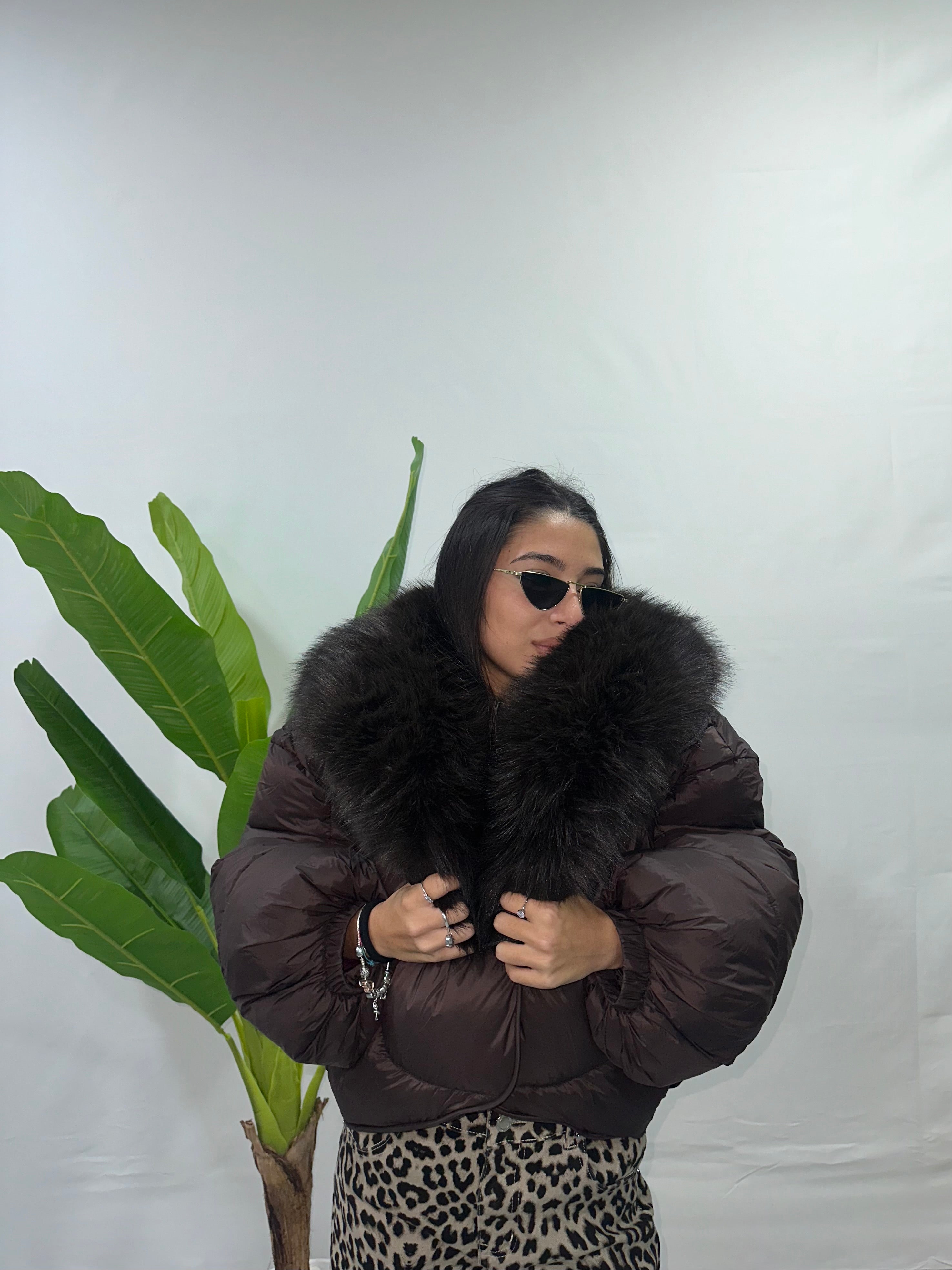 bomber pelliccia marrone